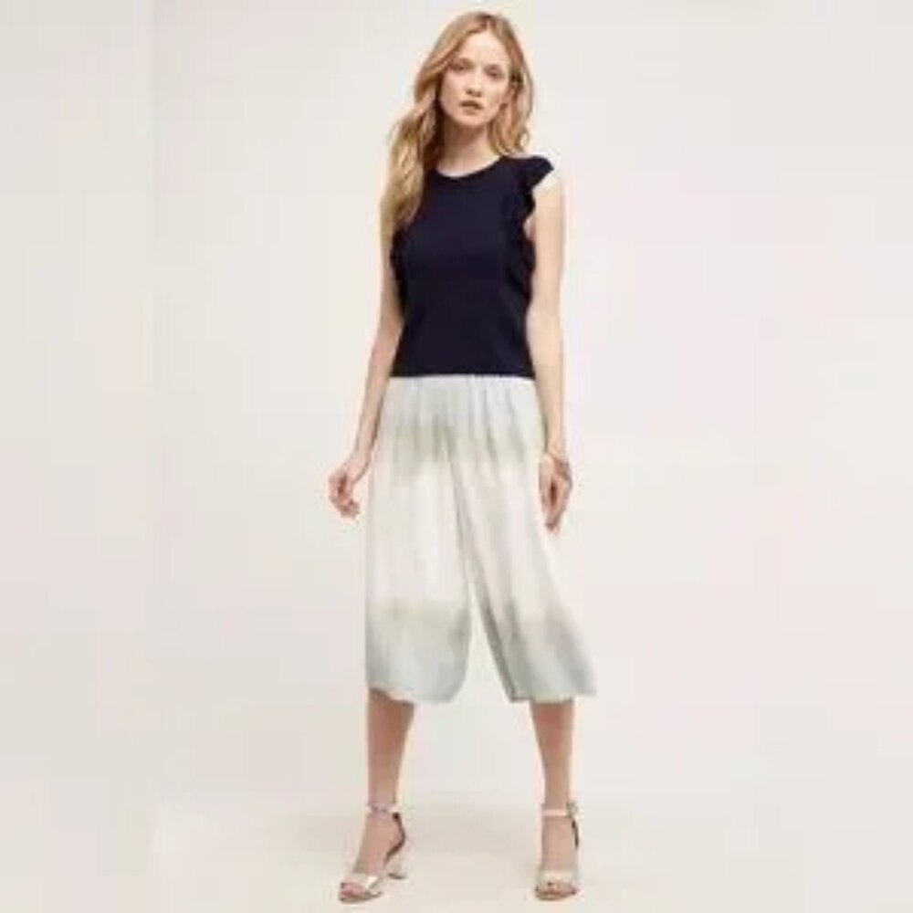Illia by Anthropologie Dip Dye Culottes Wide Leg Pants Neutral Size XL - Picture 5 of 7